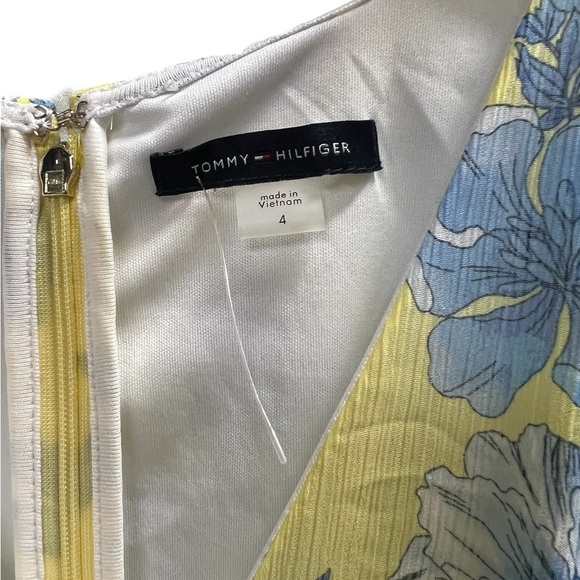 Tommy Hilfiger Flutter-Sleeve Chiffon fit & flare dress Floral Yellow Dress Sz 4 - Picture 5 of 6